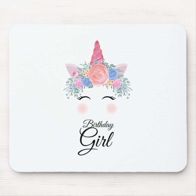 Cute Kawaii Colourful Rainbow Unicorn Birthday Gir Mouse Pad (Front)