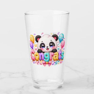 Cute Kawaii Congrats Panda Name Pastel Pink Gradua Glass
