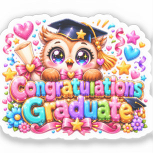 Cute Kawaii Congratulations Graduate Owl Pastel Pi
