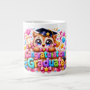 Cute Kawaii Congratulations Graduate Owl Pastel Pi Large Coffee Mug