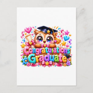 Cute Kawaii Congratulations Graduate Owl Pastel Pi Postcard