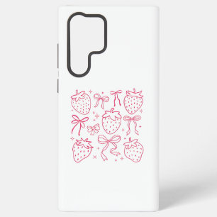 Cute Kawaii Coquette Pink Strawberry Bows Samsung Galaxy Case