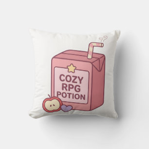 Cute Kawaii Cosy RPG Potion Juice Box Throw Pillow