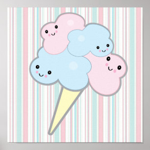 cute kawaii cotton candy poster