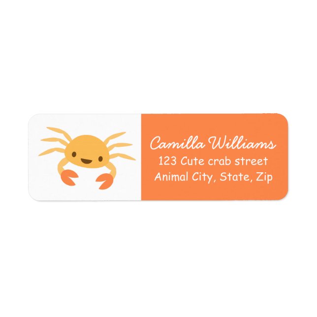 Cute kawaii crab return address label (Front)