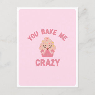 Cute Kawaii Crazy Silly Face Muffin Food Pun Love Postcard