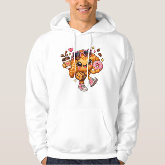 Cute Kawaii Croissant Doughnut Coffee Hoodie