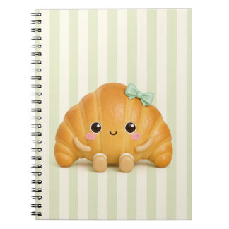 Cute Kawaii Croissant Spiral Notebook