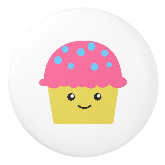 Cute Kawaii Cupcake Ceramic Knob (Front)