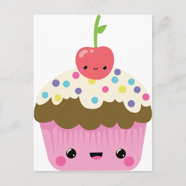 Cute Kawaii Cupcake Postcard (Front)