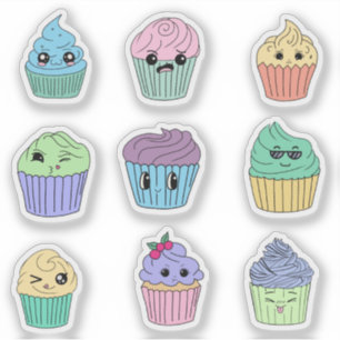 Cute Kawaii Cupcake Sticker Sheet