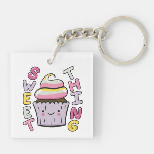 Cute Kawaii Cupcake with Text Key Ring