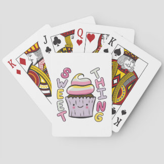 Cute Kawaii Cupcake with Text Playing Cards