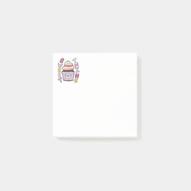  Cute Kawaii Cupcake with Text Post-it Notes (Front)