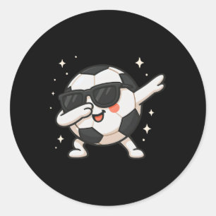 Cute Kawaii Dabbing Soccer Byll Cartoon Funny Illu Classic Round Sticker