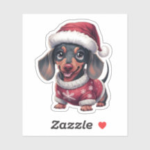 Cute Kawaii Dachshund Dog with Santa Hat