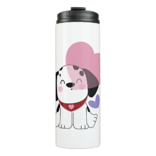 Cute Kawaii Dalmatian Puppy Dog with Hearts Thermal Tumbler