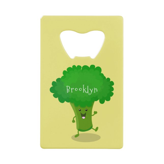 Cute kawaii dancing broccoli cartoon illustration (Front)