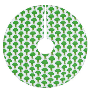Cute kawaii dancing broccoli cartoon illustration brushed polyester tree skirt