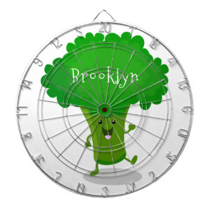 Cute kawaii dancing broccoli cartoon illustration dartboard