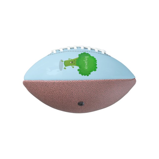 Cute kawaii dancing broccoli cartoon illustration football (Rotated 270)