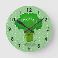 Cute kawaii dancing broccoli cartoon illustration