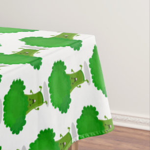Cute kawaii dancing broccoli cartoon illustration tablecloth