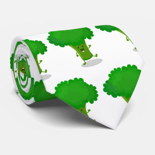 Cute kawaii dancing broccoli cartoon illustration tie