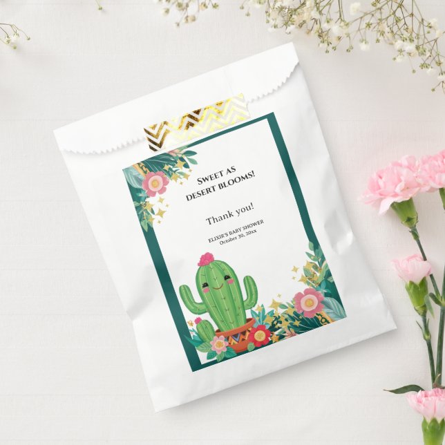 Cute Kawaii Desert Bloom Floral Cactus Baby Shower Favour Bag (Sealed)