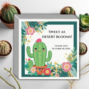 Cute Kawaii Desert Bloom Floral Cactus Baby Shower Napkin