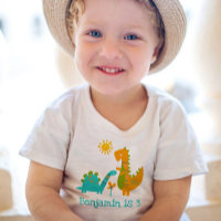 Cute Kawaii Dinosaurs Boy Blue 3rd Birthday Name