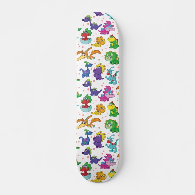 Cute Kawaii Dinosaurs Skateboard (Front)