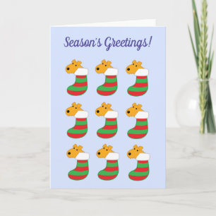 Cute Kawaii Dogs in Christmas Stockings Card