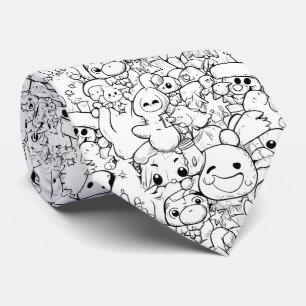 Cute Kawaii Doodle Characters (1) Tie