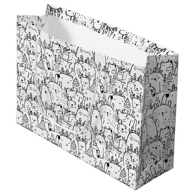Cute Kawaii Doodle Characters (2) Large Gift Bag (Front Angled)