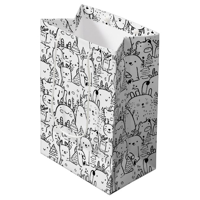 Cute Kawaii Doodle Characters (2) Medium Gift Bag (Front Angled)