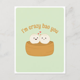 Cute Kawaii Dumpling Bao Asian Food Pun Love Quote Postcard