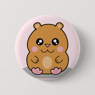 Cute Kawaii Dwarf Hamster Cartoon Button
