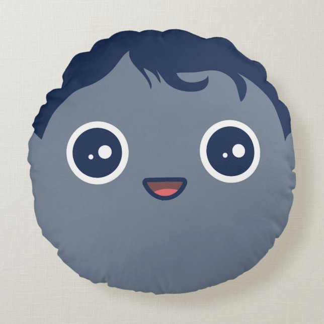 Cute Kawaii Dwarf Planet Pluto Round Cushion (Front)