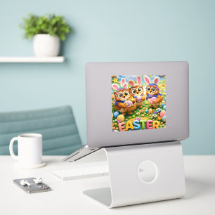 Cute Kawaii Easter bunny owl and dinosaur laptop