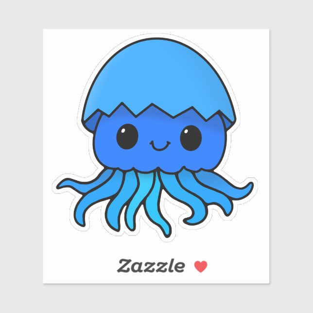 Cute Kawaii Easter Egg Blue Jellyfish Sticker (Sheet)