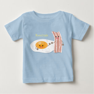 Cute kawaii egg and bacon cartoon illustration baby T-Shirt