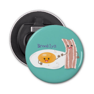 Cute kawaii egg and bacon cartoon illustration bottle opener