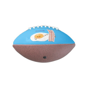 Cute kawaii egg and bacon cartoon illustration football