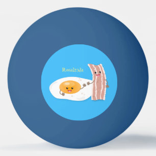 Cute kawaii egg and bacon cartoon illustration ping pong ball