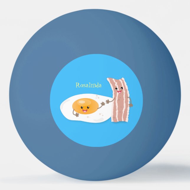 Cute kawaii egg and bacon cartoon illustration ping pong ball (Front)