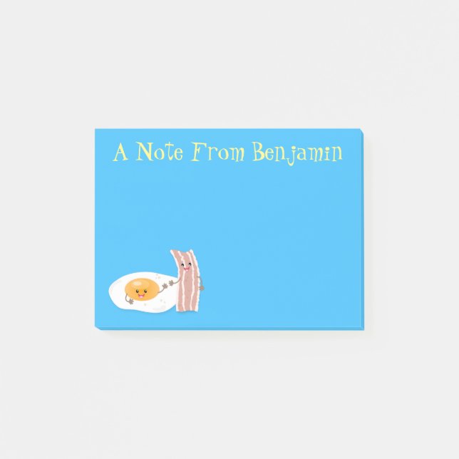 Cute kawaii egg and bacon cartoon illustration post-it notes (Front)