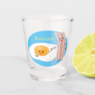 Cute kawaii egg and bacon cartoon illustration shot glass
