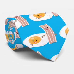Cute kawaii egg and bacon cartoon illustration tie