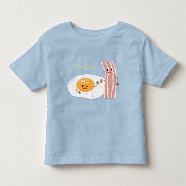 Cute kawaii egg and bacon cartoon illustration toddler T-Shirt (Front)